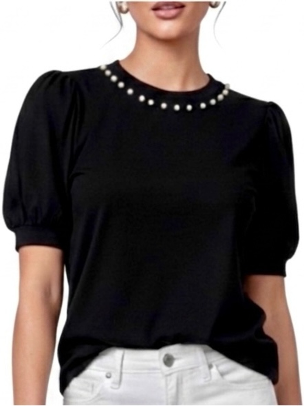 NWT Beloved Black Short Sleeve Pearl T-Shirt